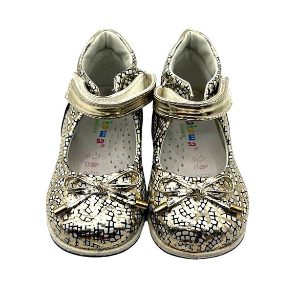 Apakowa Bowtie Metallic Mary Jane Flats Arch Support Sz EU 21 US Toddler Size 5 - Picture 4 of 7